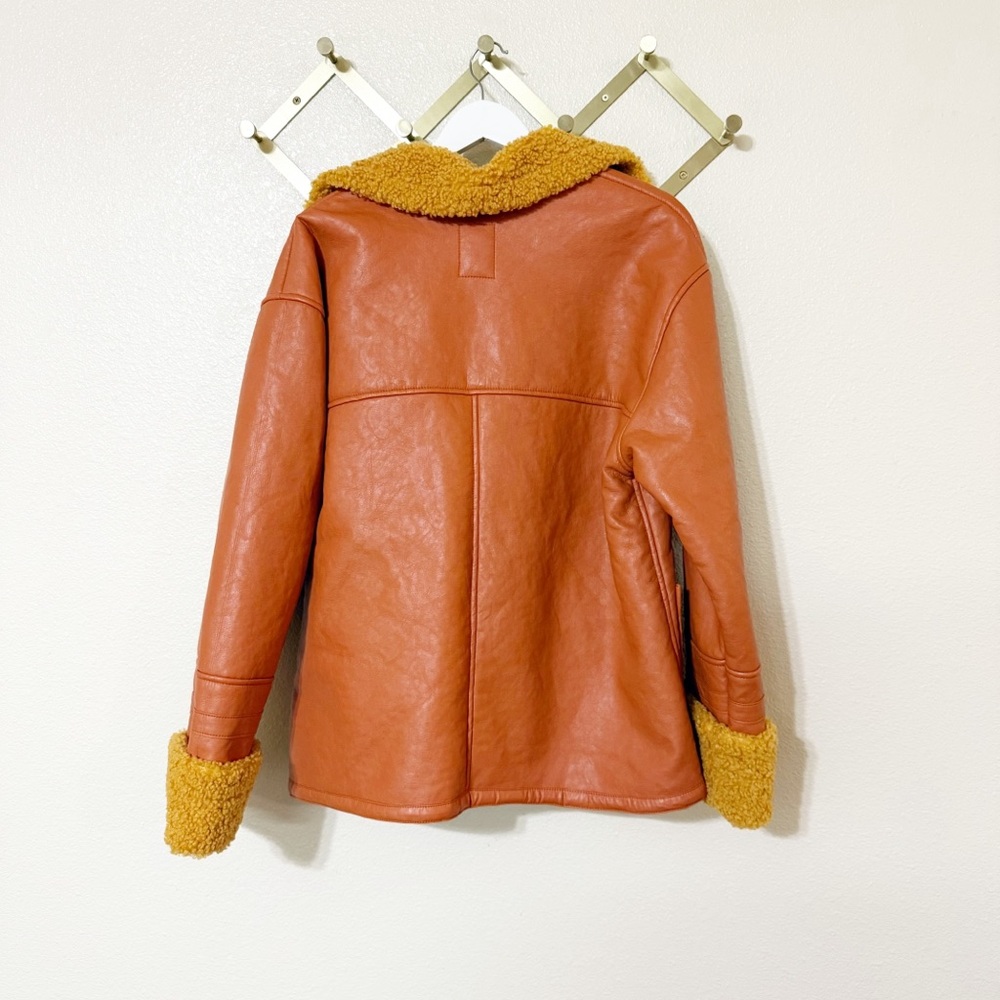 NEW Free People Kaja Vegan Bonded Leather Shearling Fur Peacoat $148 MSRP Medium - Picture 7 of 9